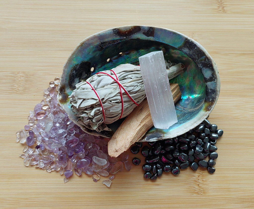 Set voor op- en ontladen incl. Salie en Palo Santo